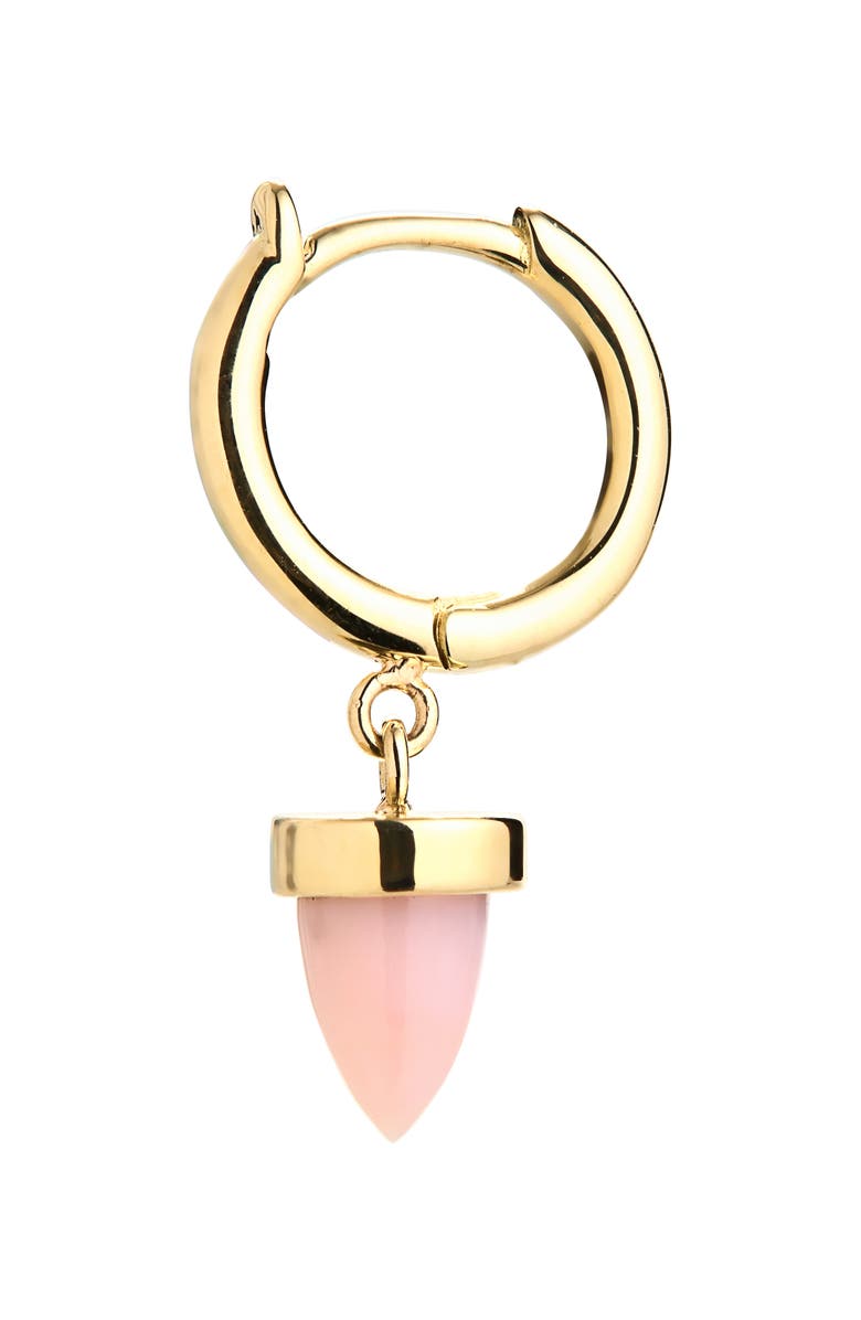 Zoë Chicco Opal Bullet Drop Huggie Hoop Earrings, Alternate, color, 14K Yellow Gold / Pink Opal