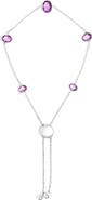 Haus of Brilliance .925 Sterling Silver Bezel Set Purple Amethyst 5 Station Adjustable Bolo Bracelet