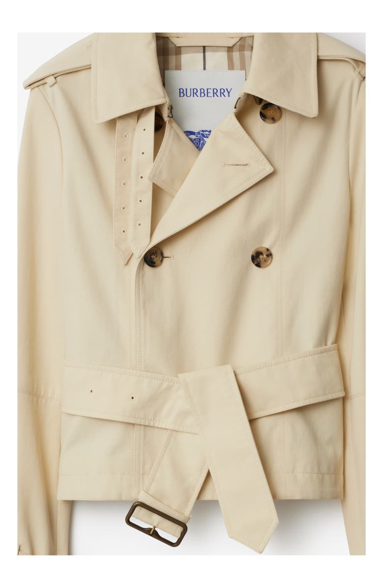 Burberry Cropped Cotton Blend Trench Jacket, Alternate, color, 