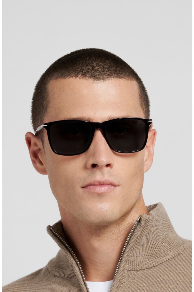 1219/S/US 57mm Polarized Rectangle Sunglasses, Alternate, color, BLACK/ GREY PZ