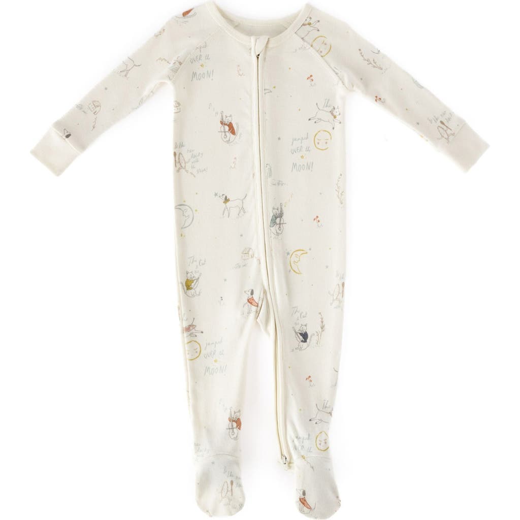 Pehr Print Rib Organic Cotton Footie In White