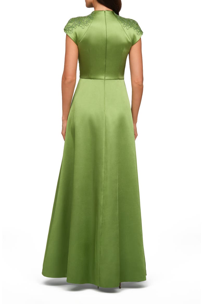 Wrenley Beaded Cap Sleeve Gown, Alternate, color, LIME GREEN