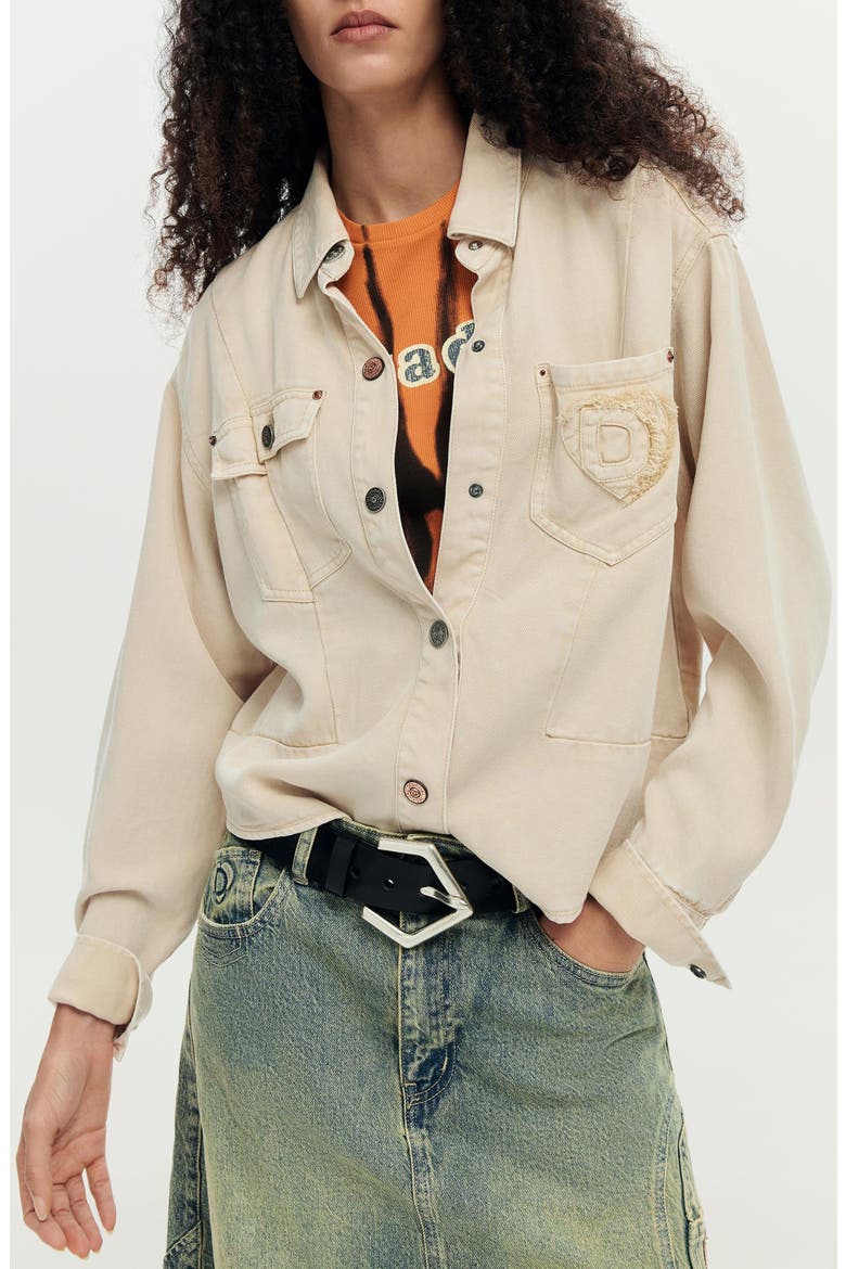 Denim Trucker Jacket, Main, color, OFF WHITE
