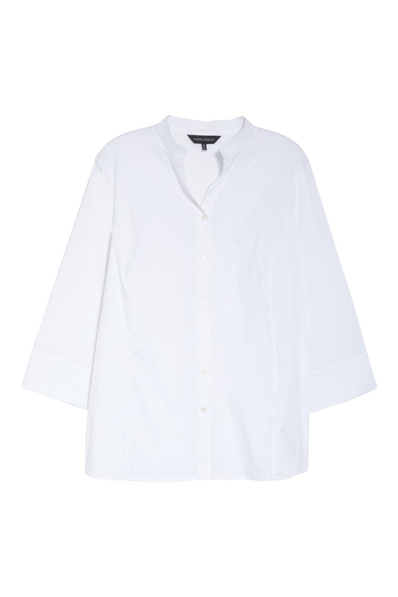 Button Front Shirt, Alternate, color, WHITE/ BLACK