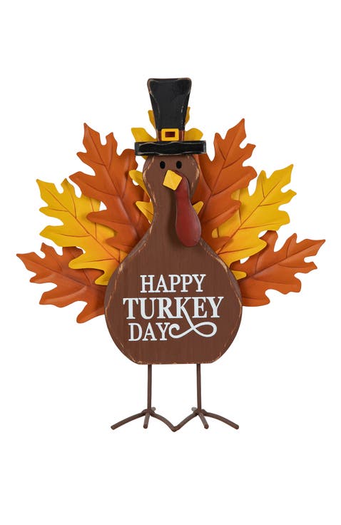 Thanksgiving Wooden & Metal Turkey Table Decor