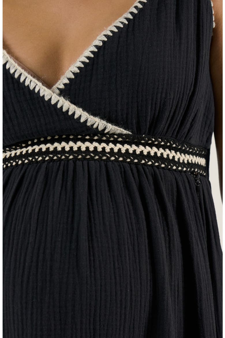 Maternity and Nursing Behemian Midi Dress Gaia, Alternate, color, Black