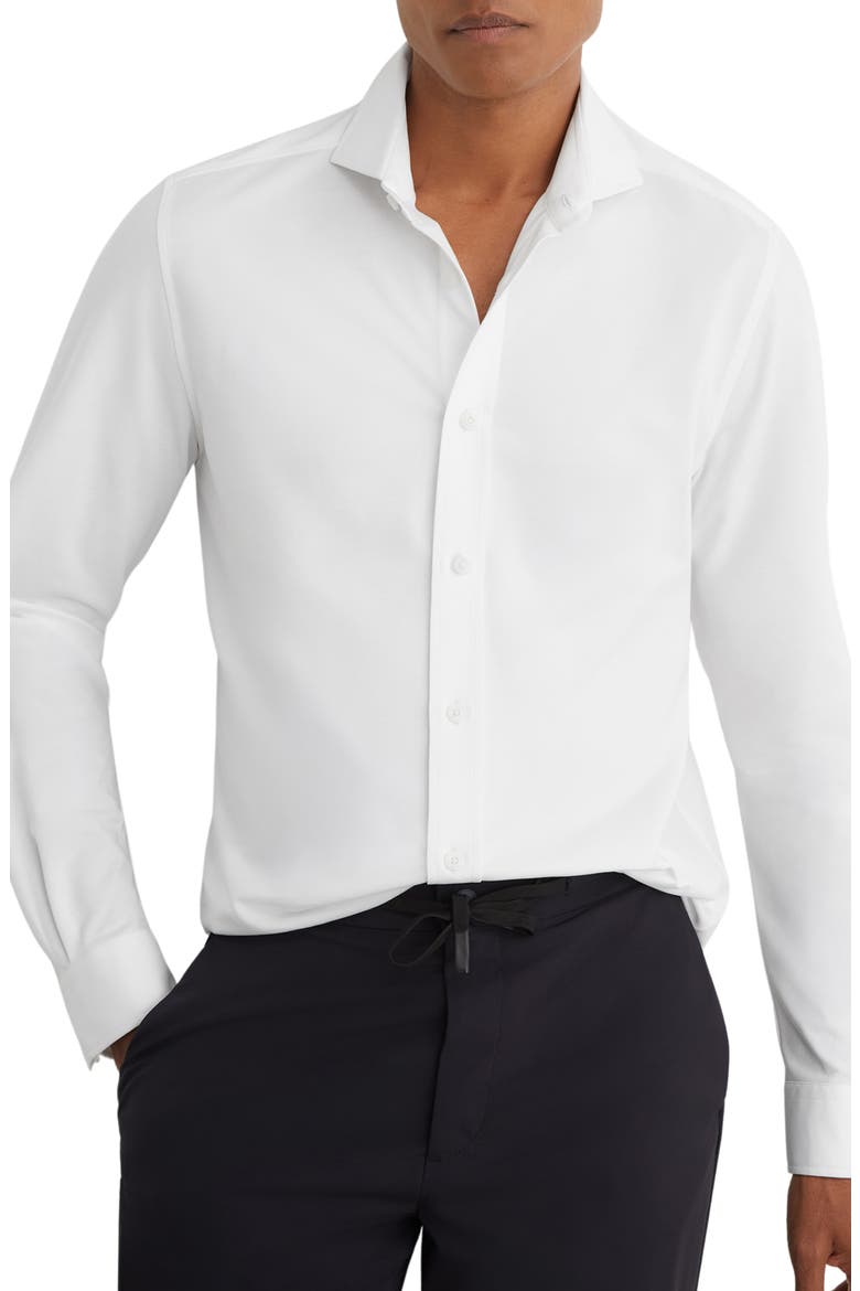 Monaco Slim Fit Stretch Jersey Shirt, Main, color, WHITE