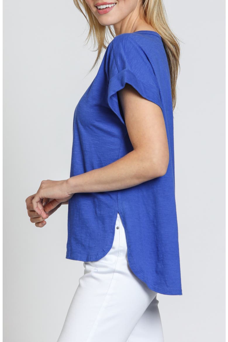 High-Low Hem Cuffed T-Shirt, Alternate, color, DAZZLING BLUE