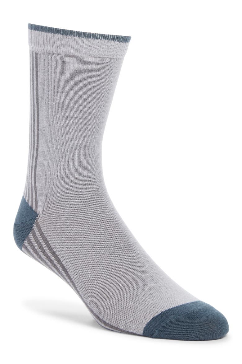 Stripe Cotton Blend Crew Socks, Main, color, GREY DAPPLE