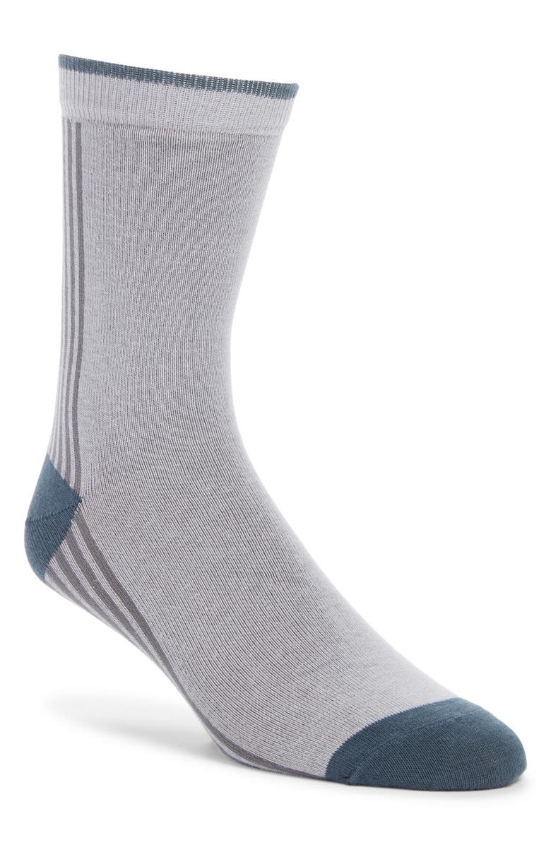 Nordstrom Stripe Cotton Blend Crew Socks, Main, color, Grey Dapple