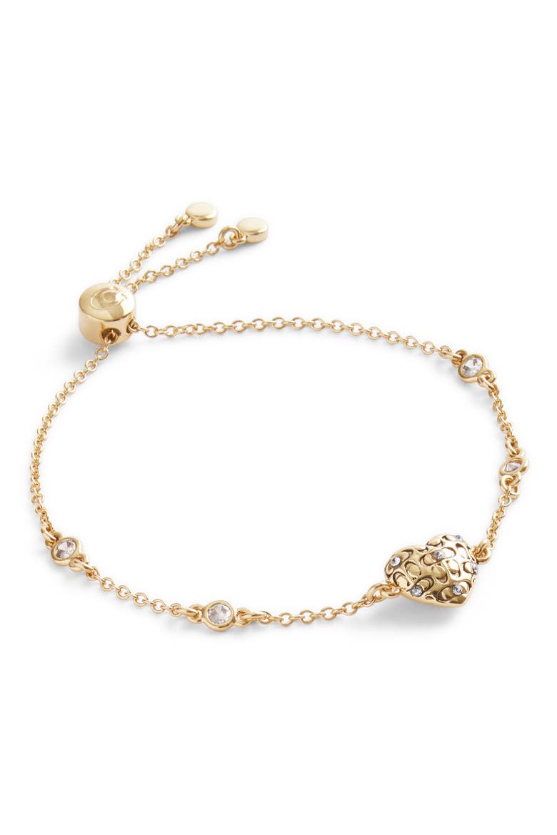 Signature Heart Crystal Slider Bracelet, Alternate, color, CRYSTAL/ GOLD