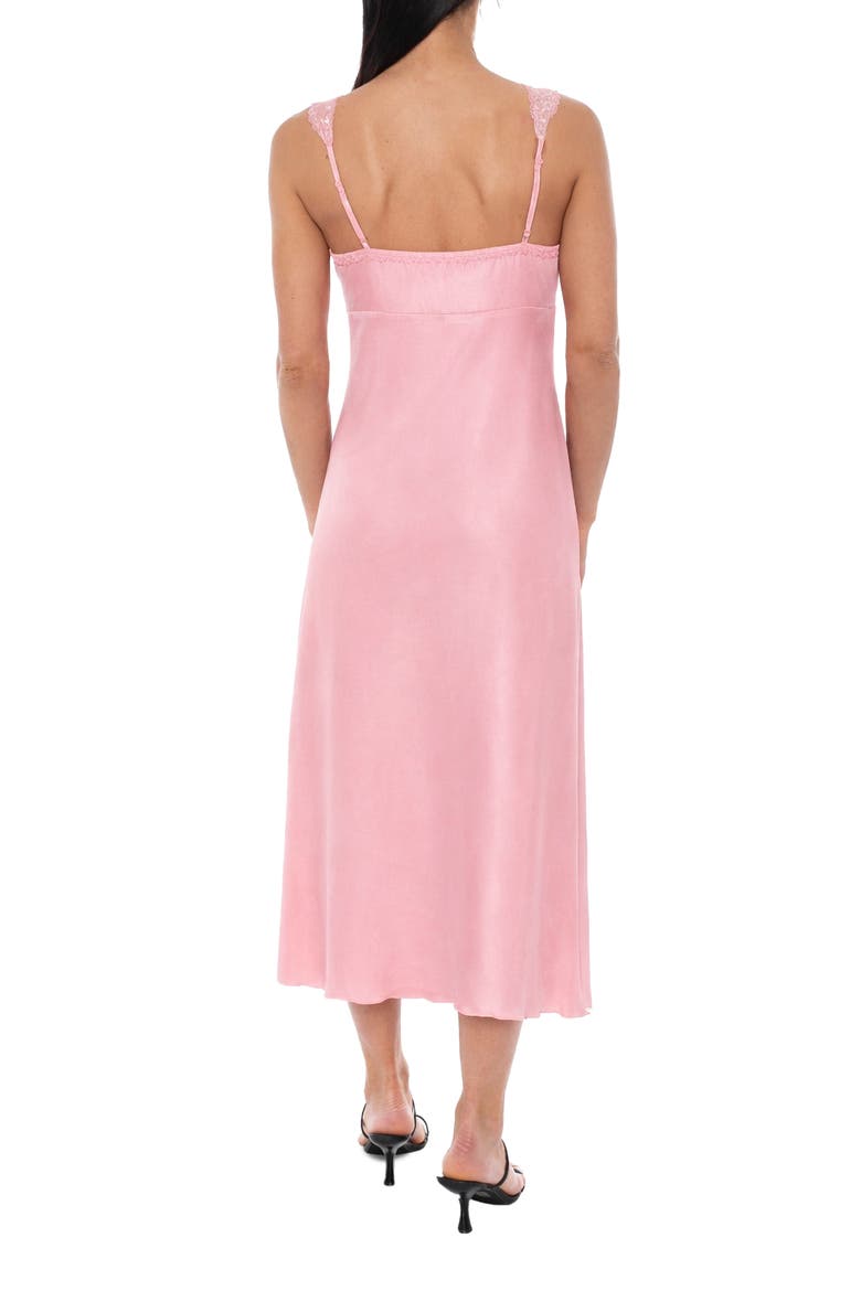 Lace Trim Crushed Satin Slipdress, Alternate, color, ROSE