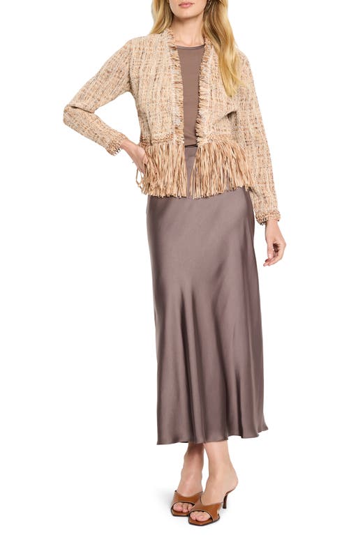 Nic + Zoe Nic+zoe Cork Fringe Knit Jacket In Blue