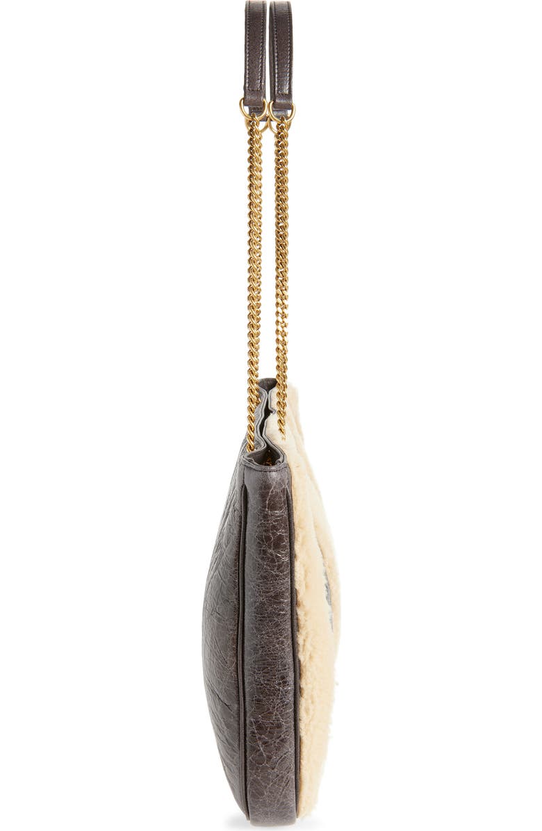 Valentino Garavani Medium Viva Superstar Crinkled Leather & Genuine Shearling Tote, Alternate, color, Cafe Fango/ Dark Beige