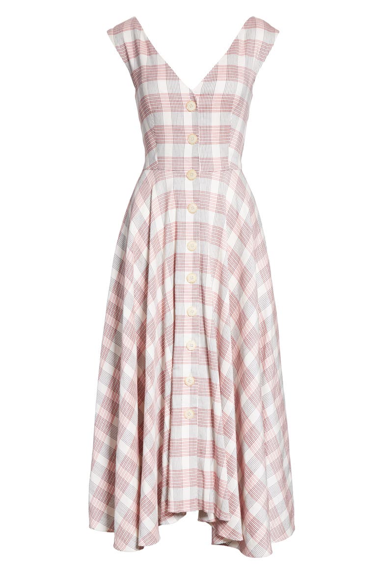 Finn Plaid Handkerchief Hem Dress, Alternate, color, RED/ NAVY/ WHITE