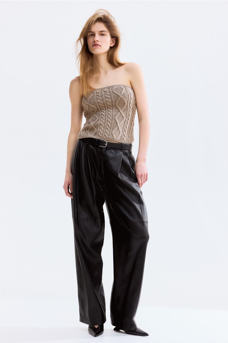 Cable-knit Tube Top, Alternate, color, Taupe