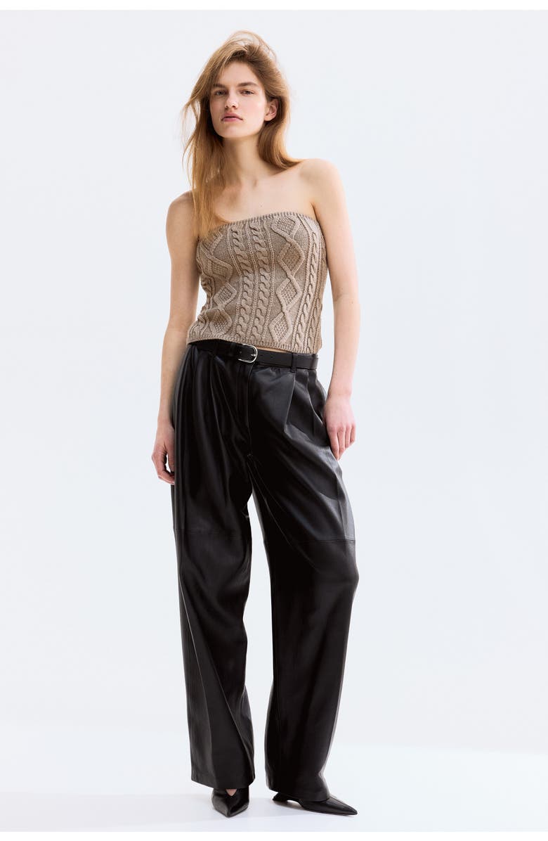 H&M Cable-knit Tube Top, Alternate, color, Taupe
