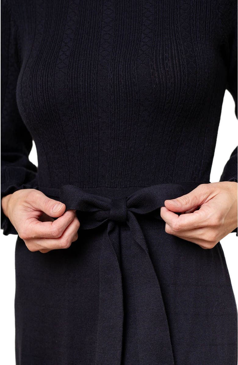 Hope & Henry Women's Organic Fancy Sweater Dress, Alternate, color, Black Cable Bodice