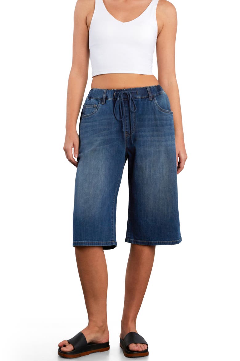 Hob Drawstring Denim Shorts, Alternate, color, ACE BLUE