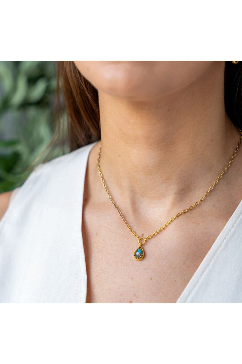 Labradorite Prong Pendant Necklace, Alternate, color, Gold