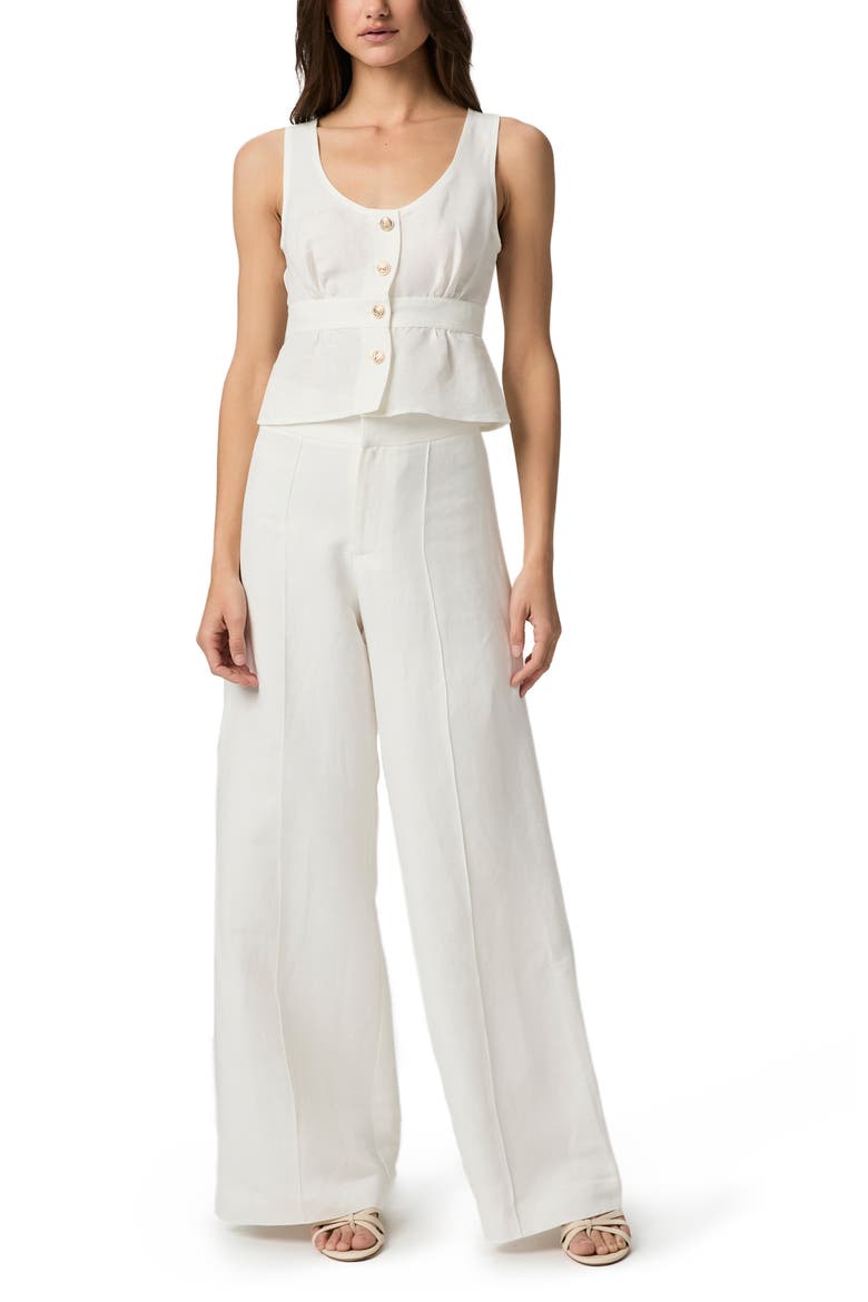 Caine Linen Blend Button-Up Tank, Alternate, color, WHITE