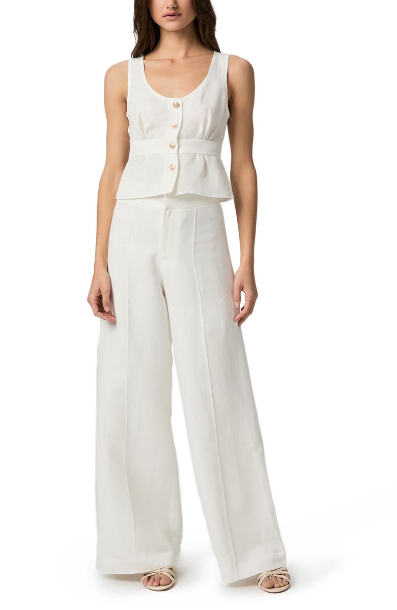 PAIGE Caine Linen Blend Button-Up Tank, Alternate, color, White