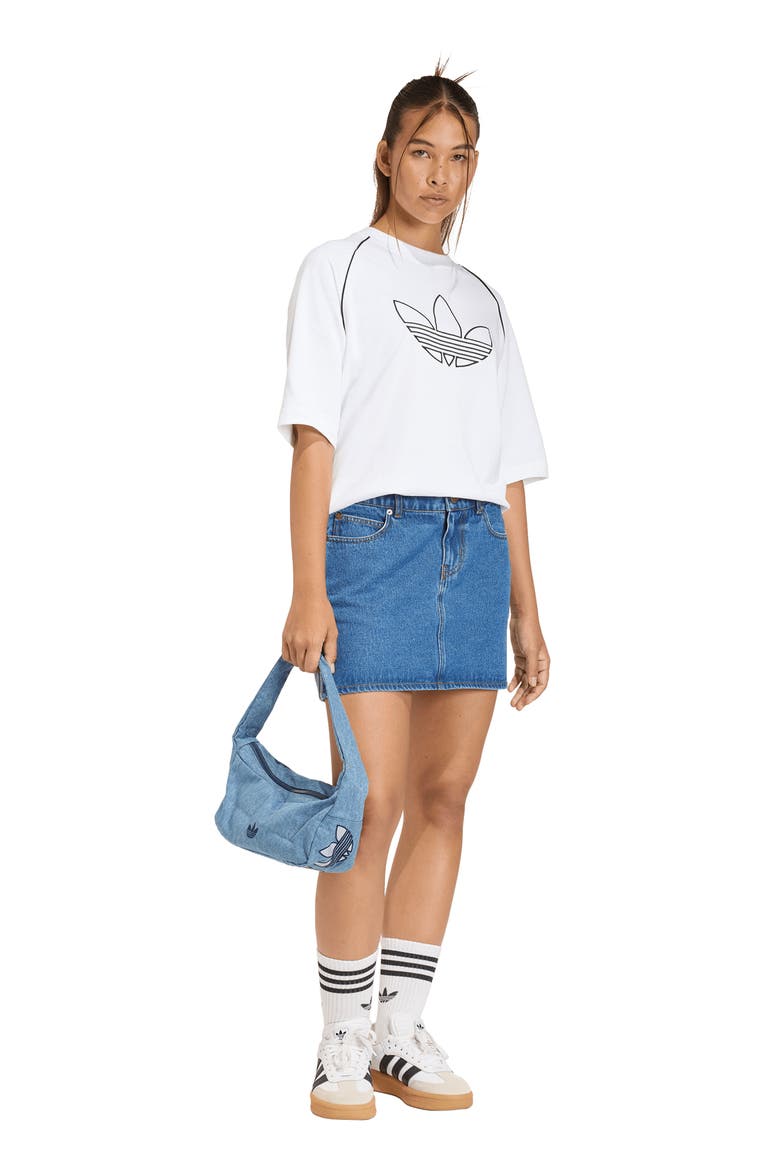 3-Stripes Denim Miniskirt, Alternate, color, INDIGO DENIM