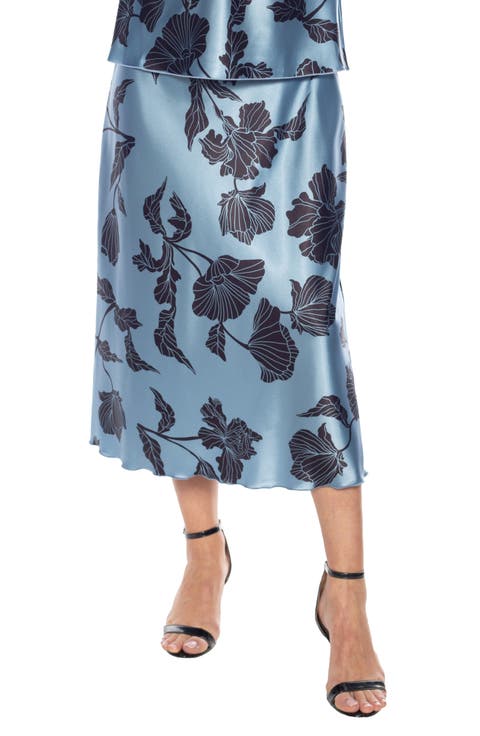 Floral Print Satin Maxi Skirt