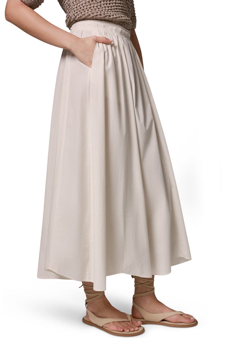 Pleated Stretch Poplin Midi Skirt, Alternate, color, CREAM PINSTRIPE