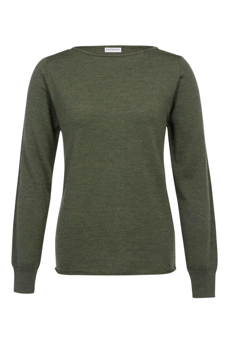 MERINO FINE KNIT BOAT NECK SWEATER, Alternate, color, OLIVE