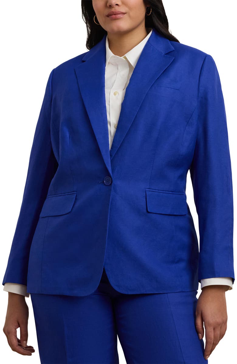 Lauren Ralph Lauren Solid Linen Blend Blazer, Main, color,
