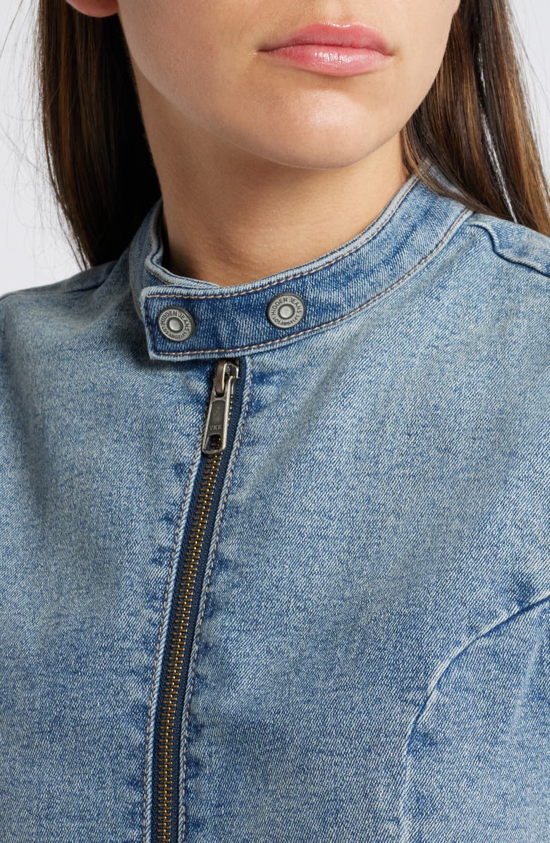 HIDDEN JEANS Denim Biker Vest, Alternate, color, Medium Wash