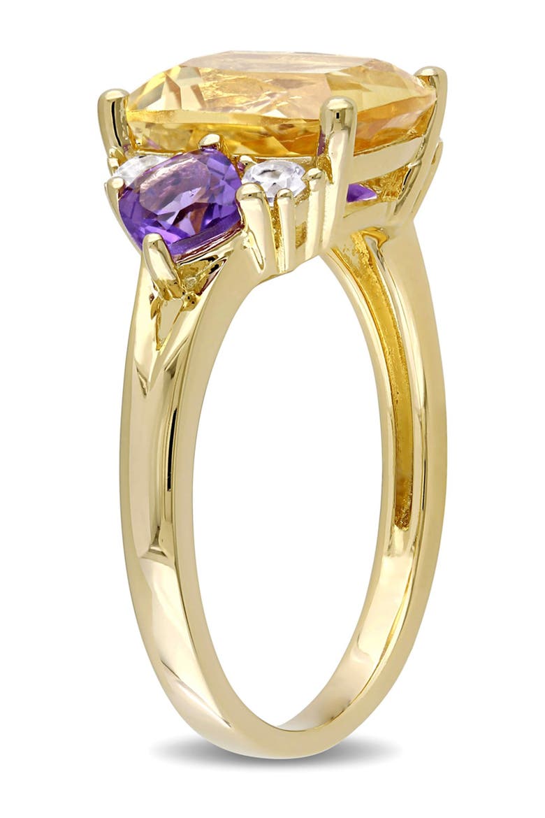 Cushion Cut Citrine, Amethyst & White Topaz Ring, Alternate, color, MULTI