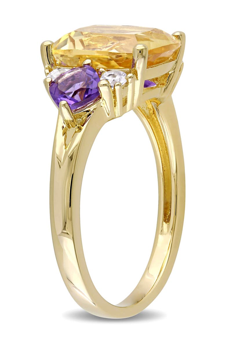 DELMAR Cushion Cut Citrine, Amethyst & White Topaz Ring, Alternate, color, Multi