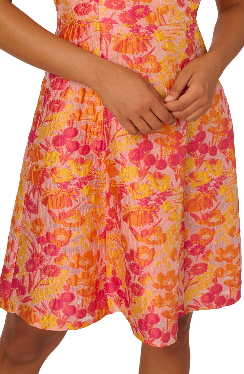 Adrianna Papell Floral Jacquard One-Shoulder Cocktail Dress, Alternate, color,