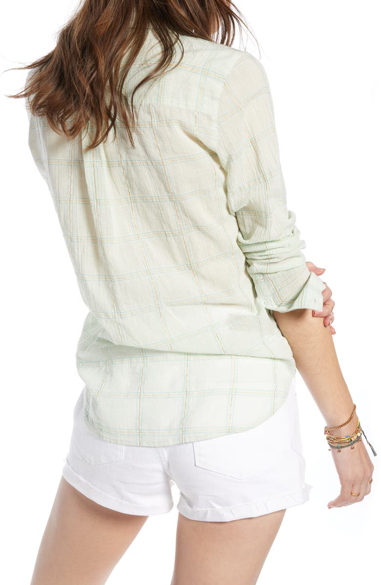 Treasure & Bond Drapey Classic Shirt, Alternate, color, Teal Chalk Lurex Grid