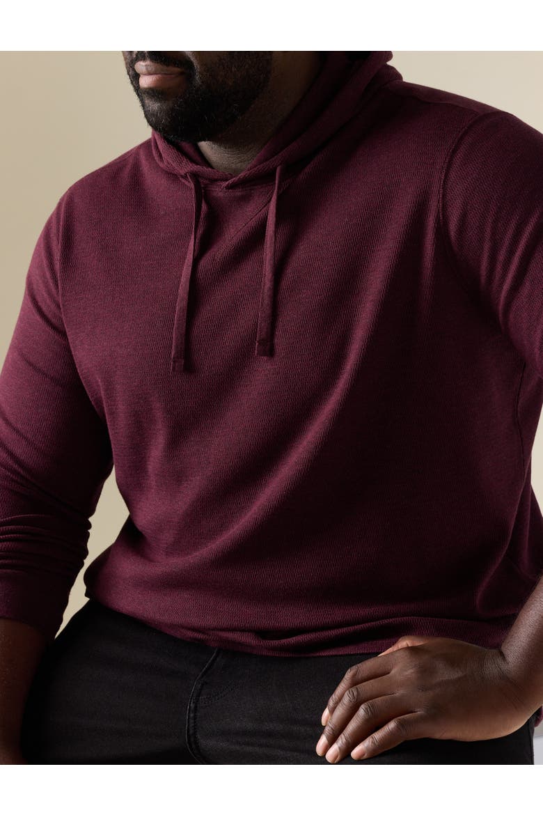 Big & Tall Waffle-Knit Hoodie, Alternate, color, BURGUNDY HTHR
