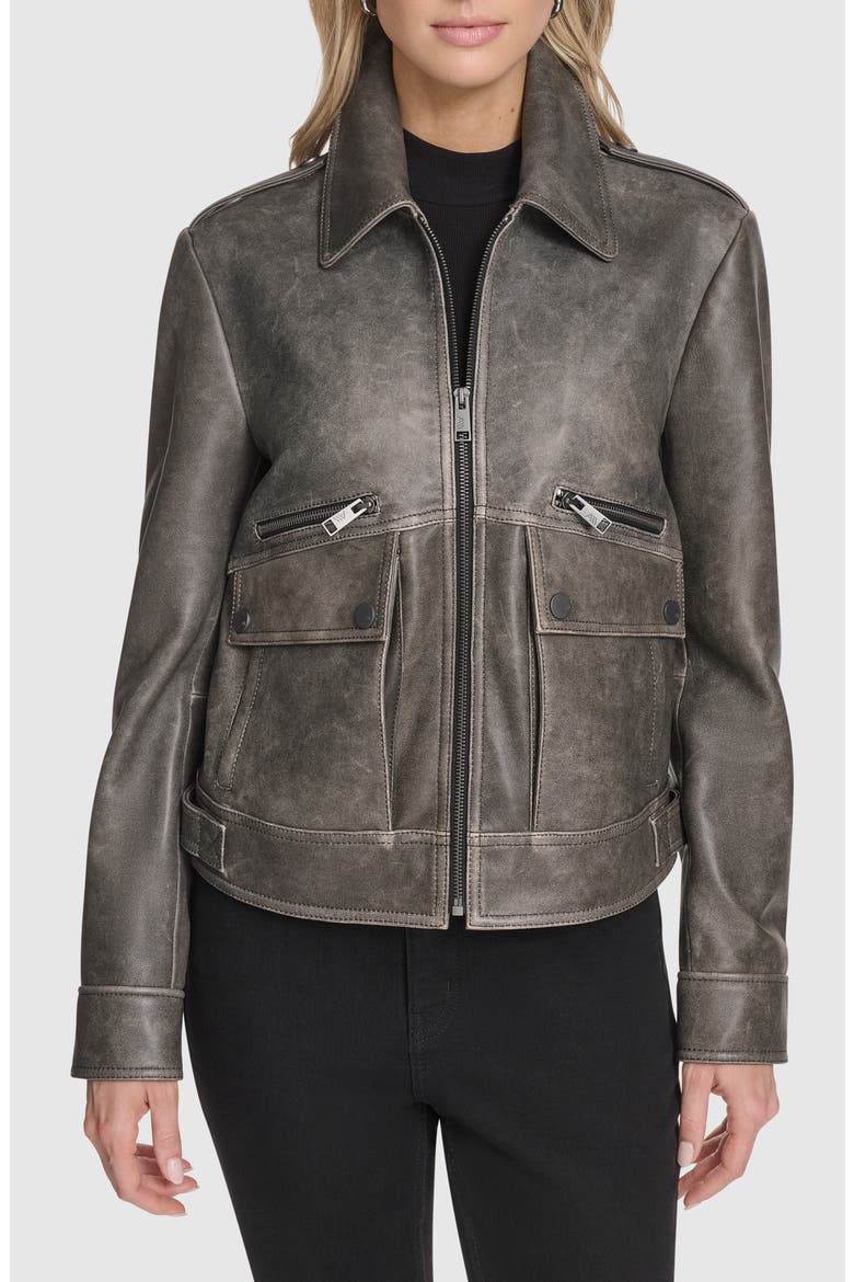 Addis Aviator Leather Jacket, Main, color, BLACK