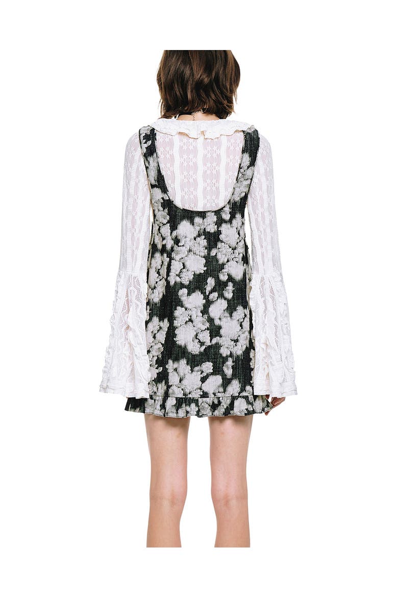 Rose Illusion Denim Ruffle Jumper, Alternate, color, Black