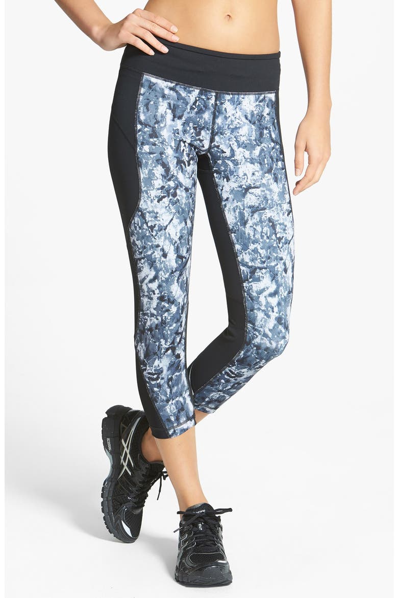 'Live In - Perfect Run' Print Capris, Main, color, BLACK LAVA PRINT