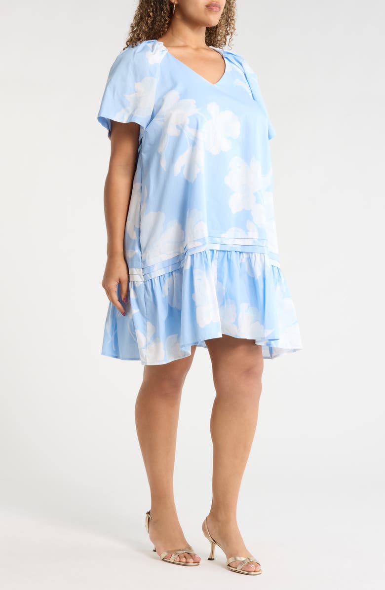 SUGARLIPS Afina Floral Seruma Shift Minidress, Alternate, color, Babyblue-Multi