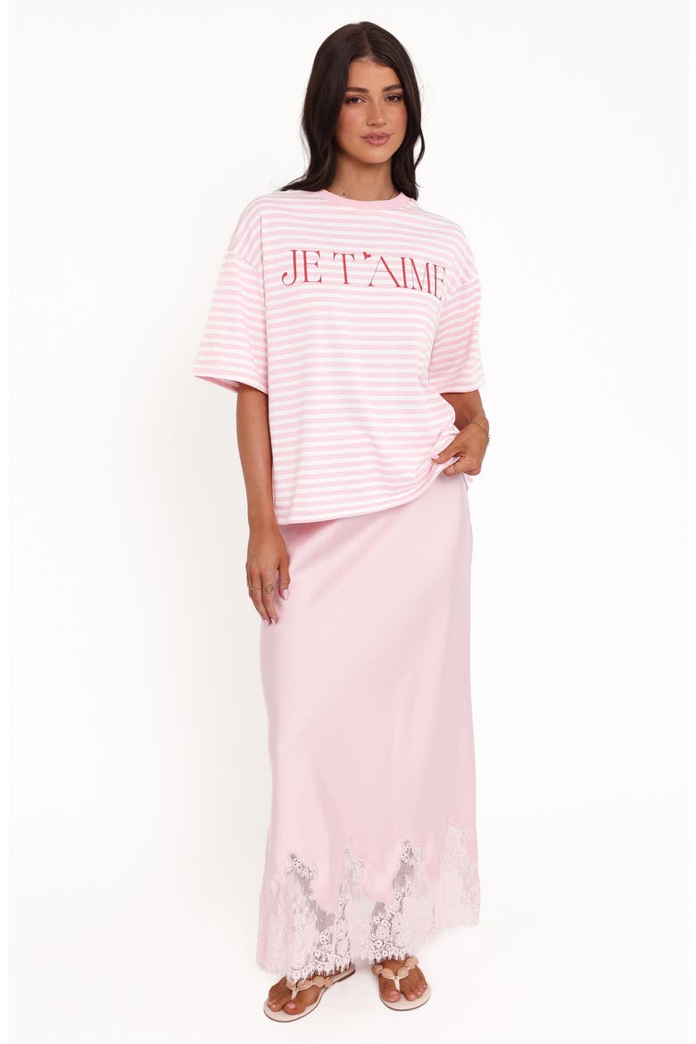 Marly Oversize Je T'aime Stripe T-Shirt, Alternate, color, PINK STRIPE