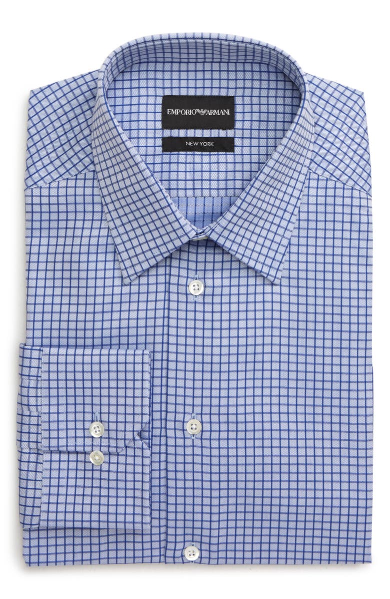 Emporio Armani Trim Fit Check Dress Shirt, Main, color,