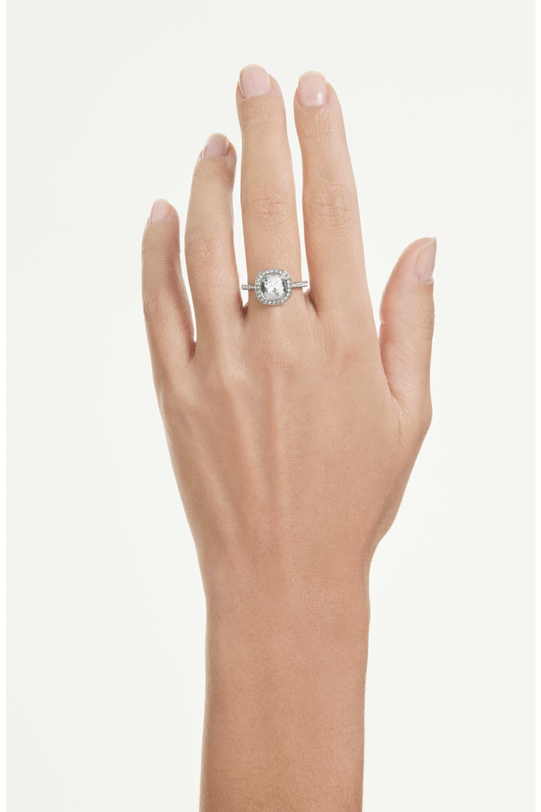 Una Cushion Halo Ring, Alternate, color, WHITE GOLD/ CRYSTAL