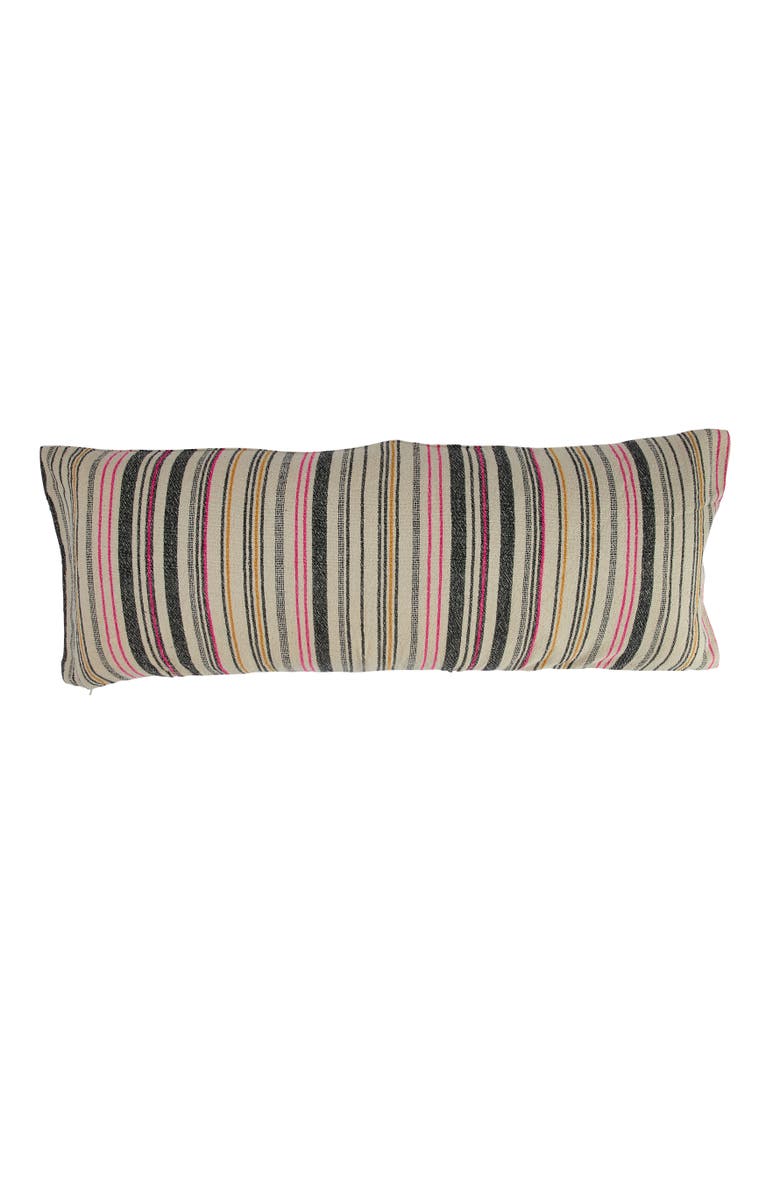 Storied Home Cotton Blend Lumbar Pillow with Stripes, Multicolor, Main, color, Blue