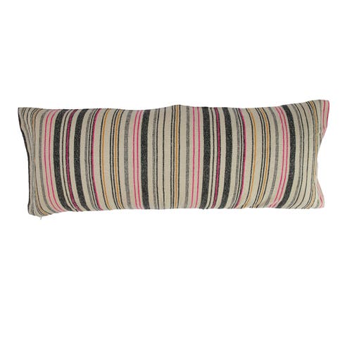 Storied Home Cotton Blend Lumbar Pillow With Stripes, Multicolor