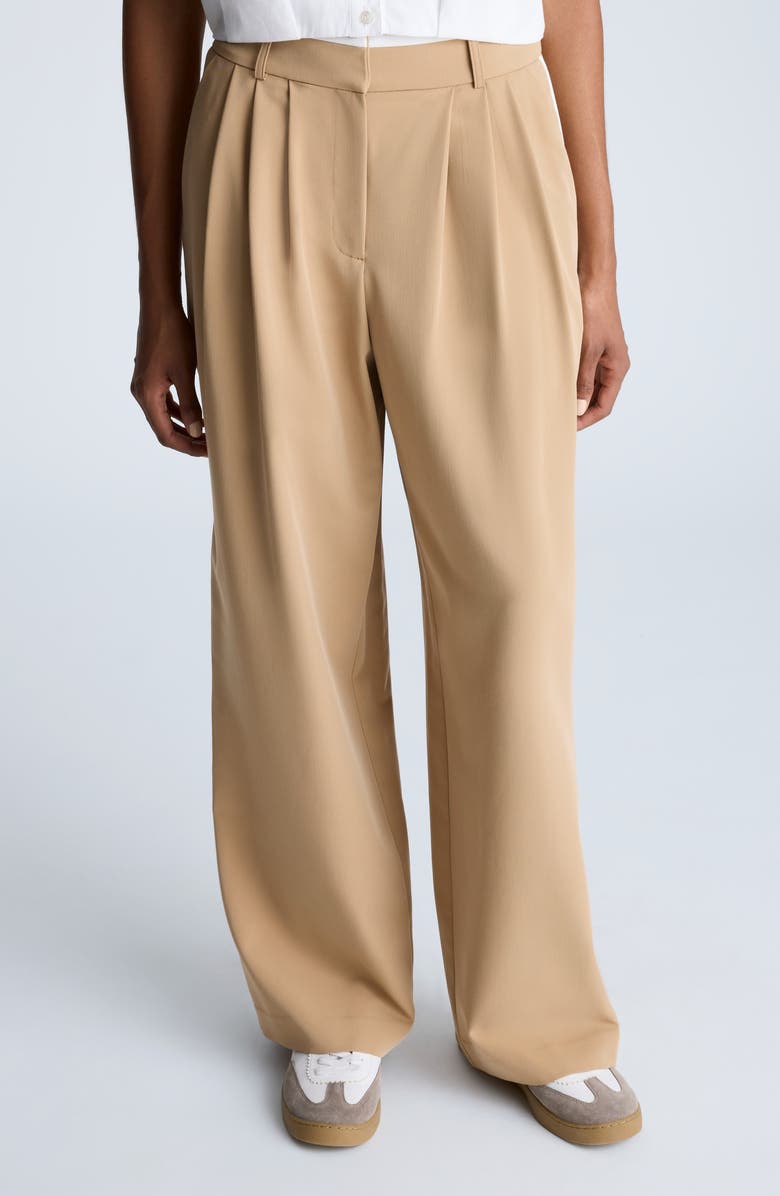 Kenneth Cole Wide Leg Pants, Main, color, Chai / Pure White