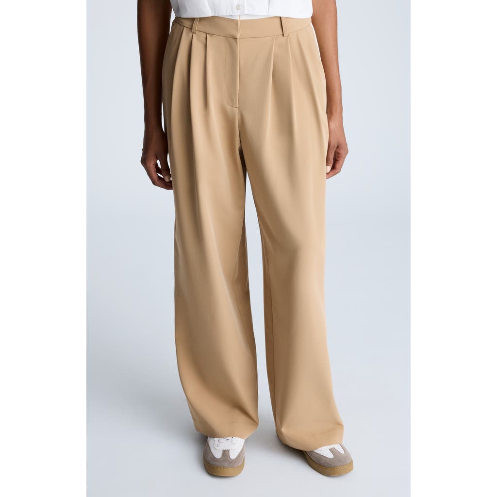 Kenneth Cole Fly Front High Rise Contrast Tipping Wide Leg Pants Pant In Gold