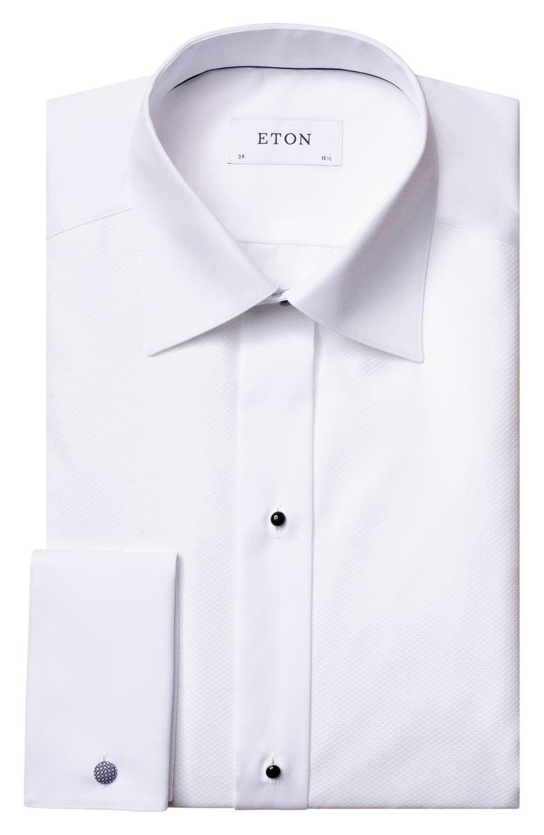 Eton Classic Fit Bibbed White Cotton Tuxedo Shirt, Main, color, White