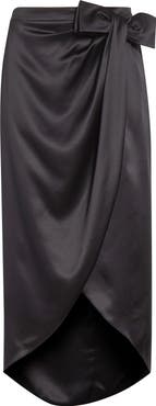 Valentino Bow Detail Crepe Back Satin Skirt